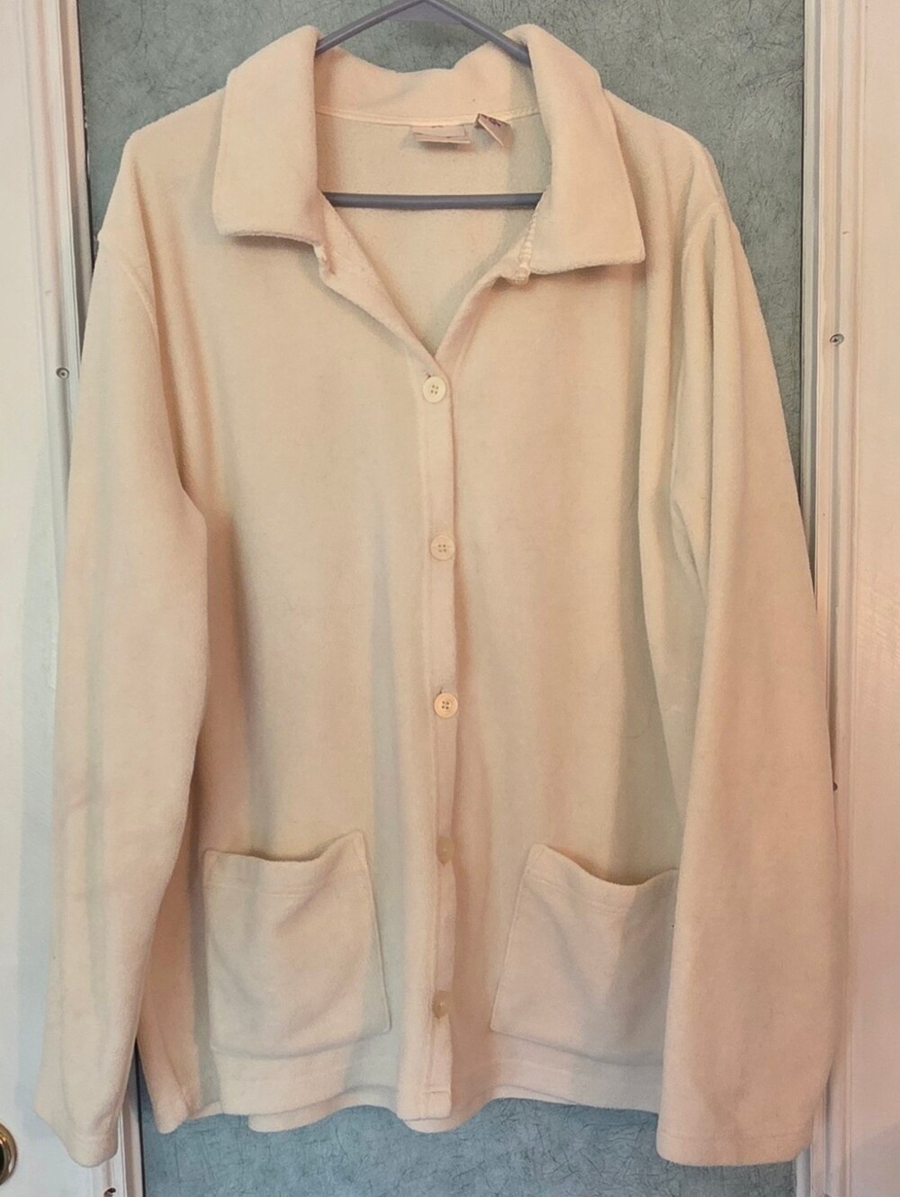 CC Hughes Cream Button-Up Fleece Jacket 2X